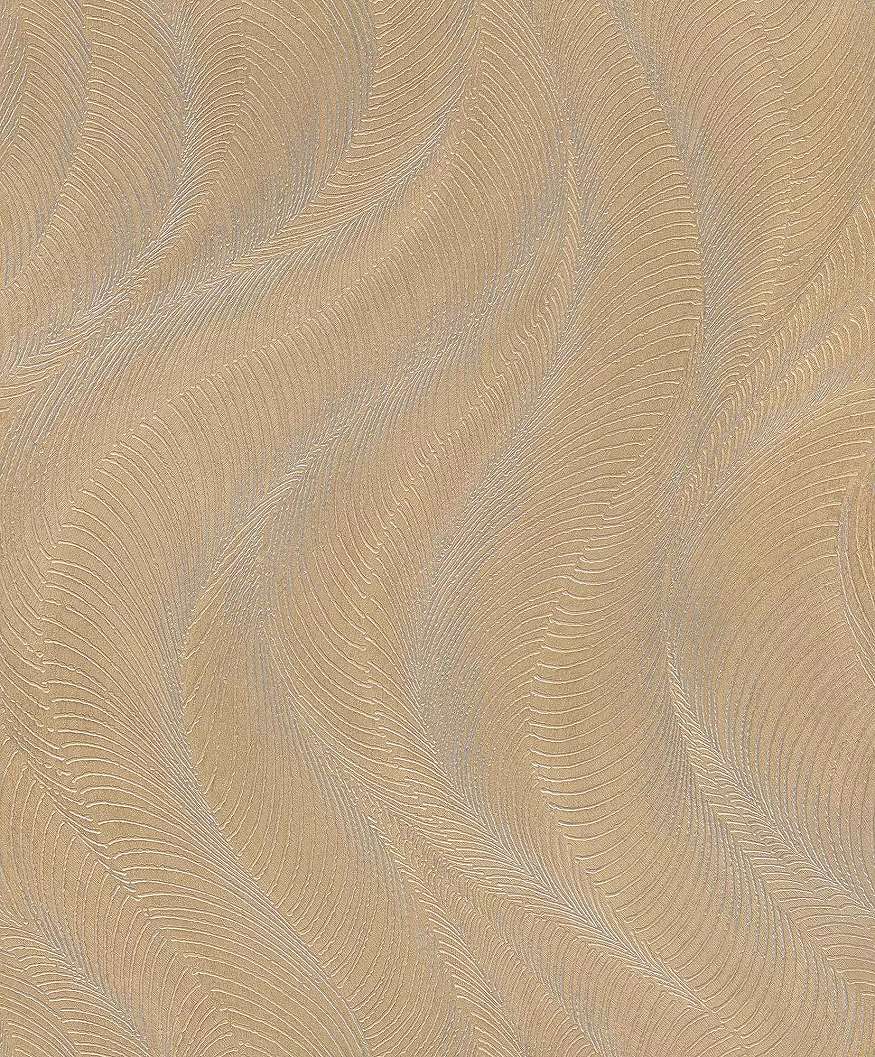 Mosható Rasch tapéta fényes és matt arany színben vonalas hullám mintával