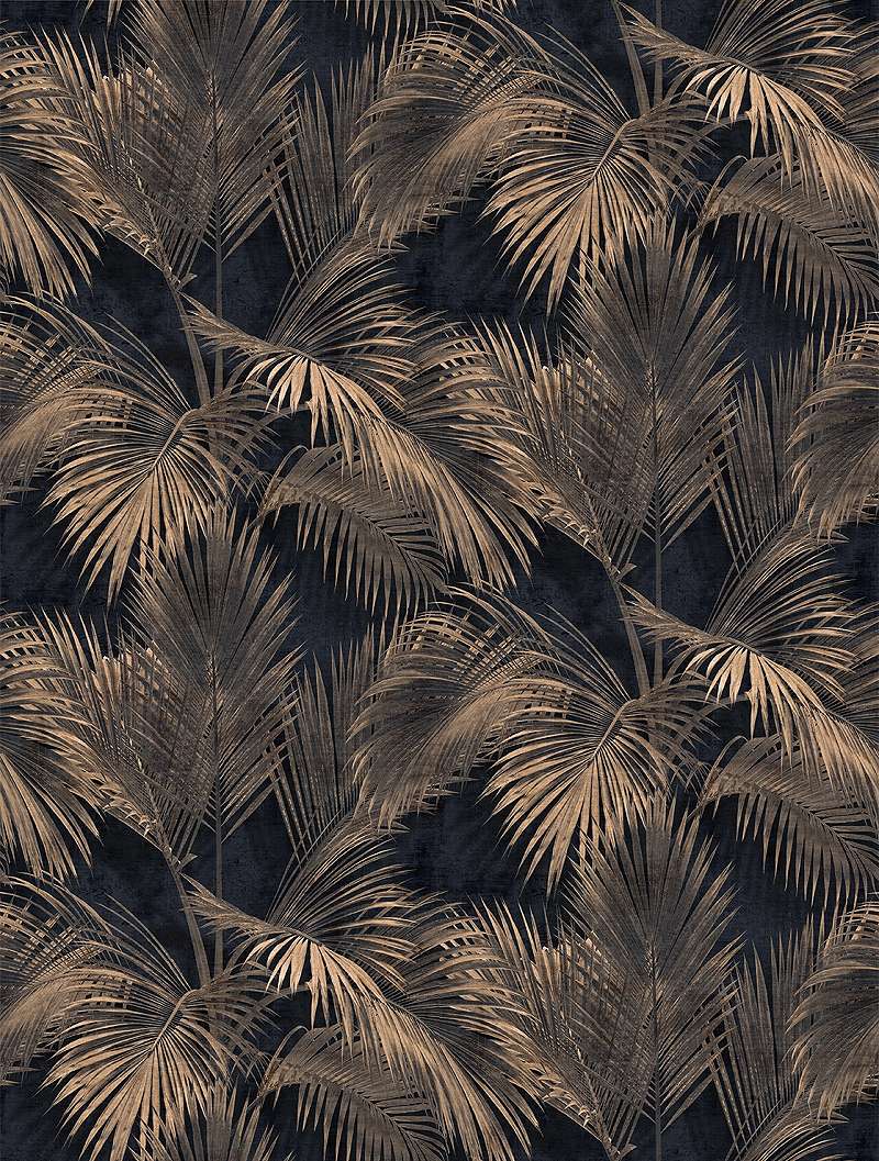 Mosható vinyl fotótapéta barna, fekete pálma levél mintával