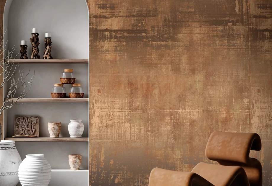 Mosható vinyl fotótapéta barna színű festék csíkos mintával