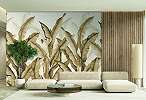 Mosható vinyl fotótapéta bézs színben pálma levél mintával