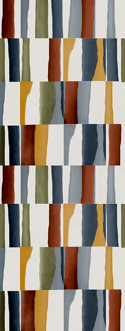 Mosható vinyl fotótapéta fehér, színes vízfesték csíkokkal 