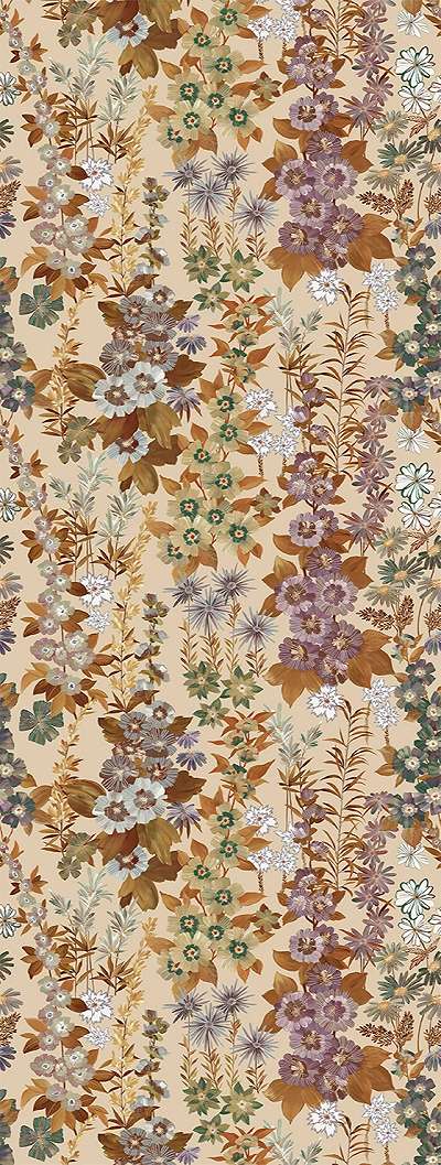 Mosható vinyl fotótapéta homok barna virágos mintával