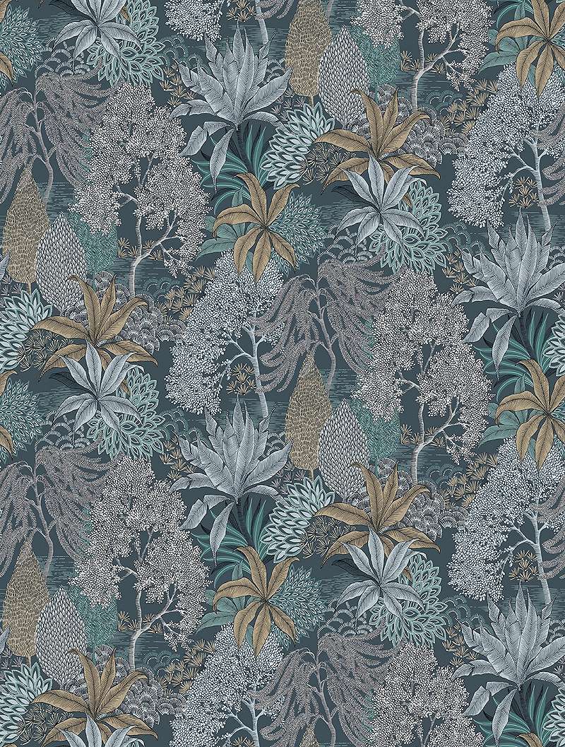 Mosható vinyl fotótapéta kék és zöld levelekkel gyümölcsökkel 