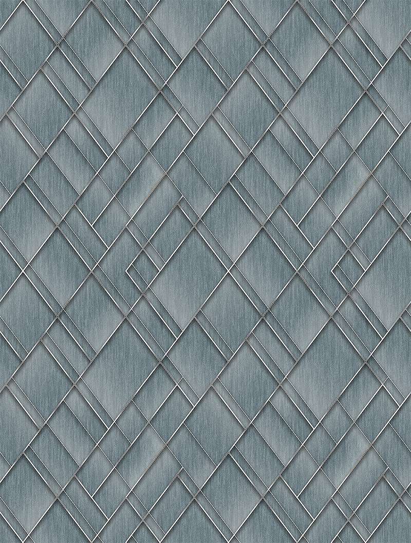 Mosható vinyl fotótapéta kék, ezüst színű absztrakt geometriai mintával