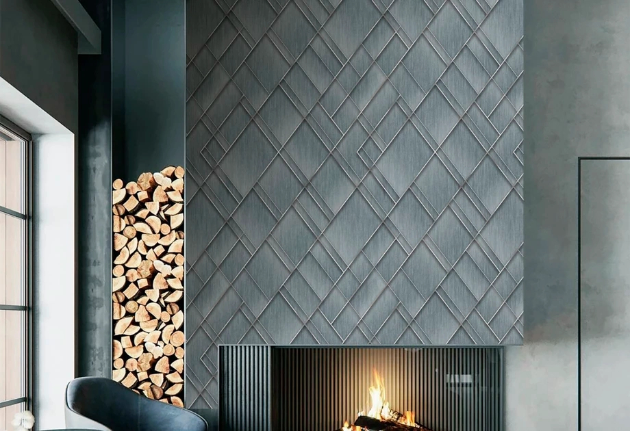 Mosható vinyl fotótapéta kék, ezüst színű absztrakt geometriai mintával