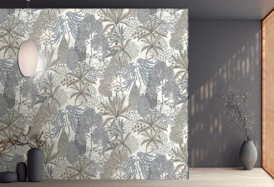 Mosható vinyl fotótapéta krém és drapp színű levelekkel gyümölcsökkel