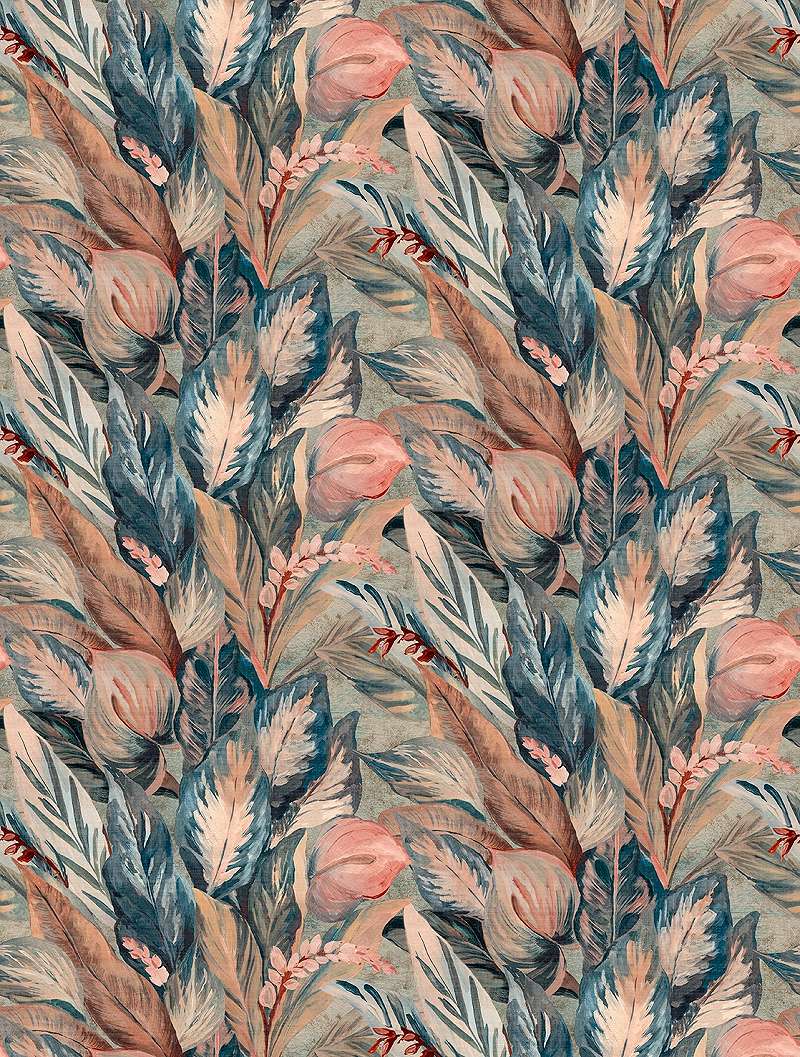 Mosható vinyl fotótapéta rózsaszín színben levél és virág mintás elegáns és modern stílusban