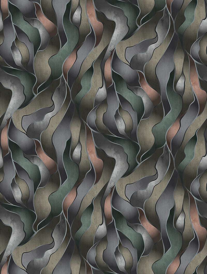 Mosható vinyl fotótapéta sötét szürke, zöld színű absztrakt mintás modern és elegáns stílusban