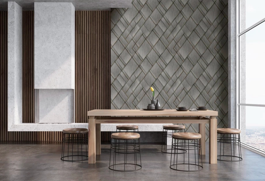 Mosható vinyl fotótapéta szürke, arany színű absztrakt geometriai mintával