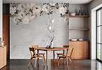 Mosható vinyl fotótapéta szürke színű virág mintával