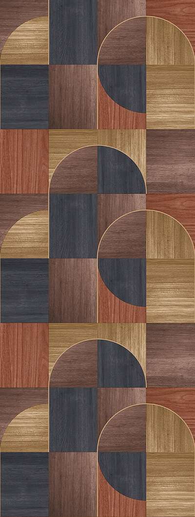 Mosható vinyl fotótapéta terrakotta fa, geometrikus mintával