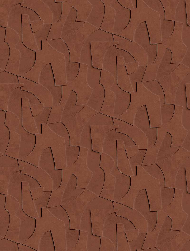 Mosható vinyl fotótapéta terrakotta színű 3Dhatású geometriai mintával