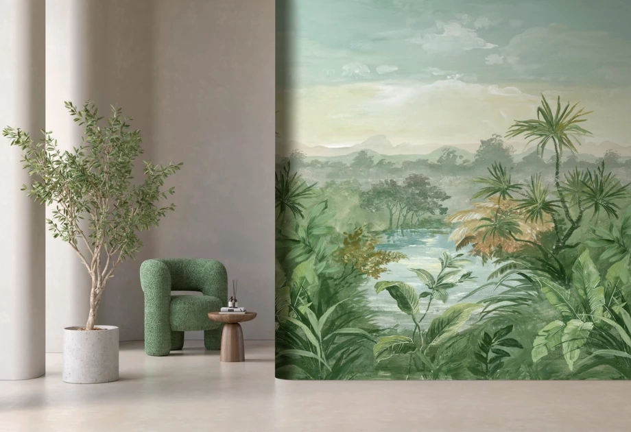 Mosható vinyl fotótapéta trópusi erdő nappal mintával