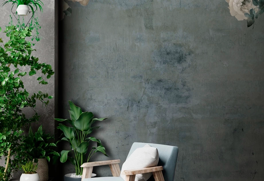 Mosható vinyl fotótapéta világos zöld színű virág mintával