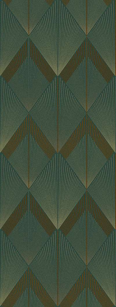 Mosható vinyl fotótapéta zöld rombusz mintával sárga csíkokkal