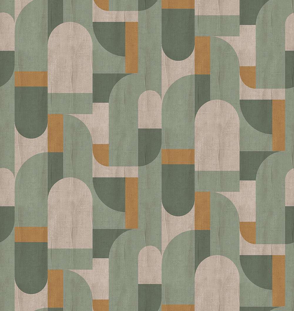 Mosható vinyl fotótapéta zöld, szürke színű geometriai mintás