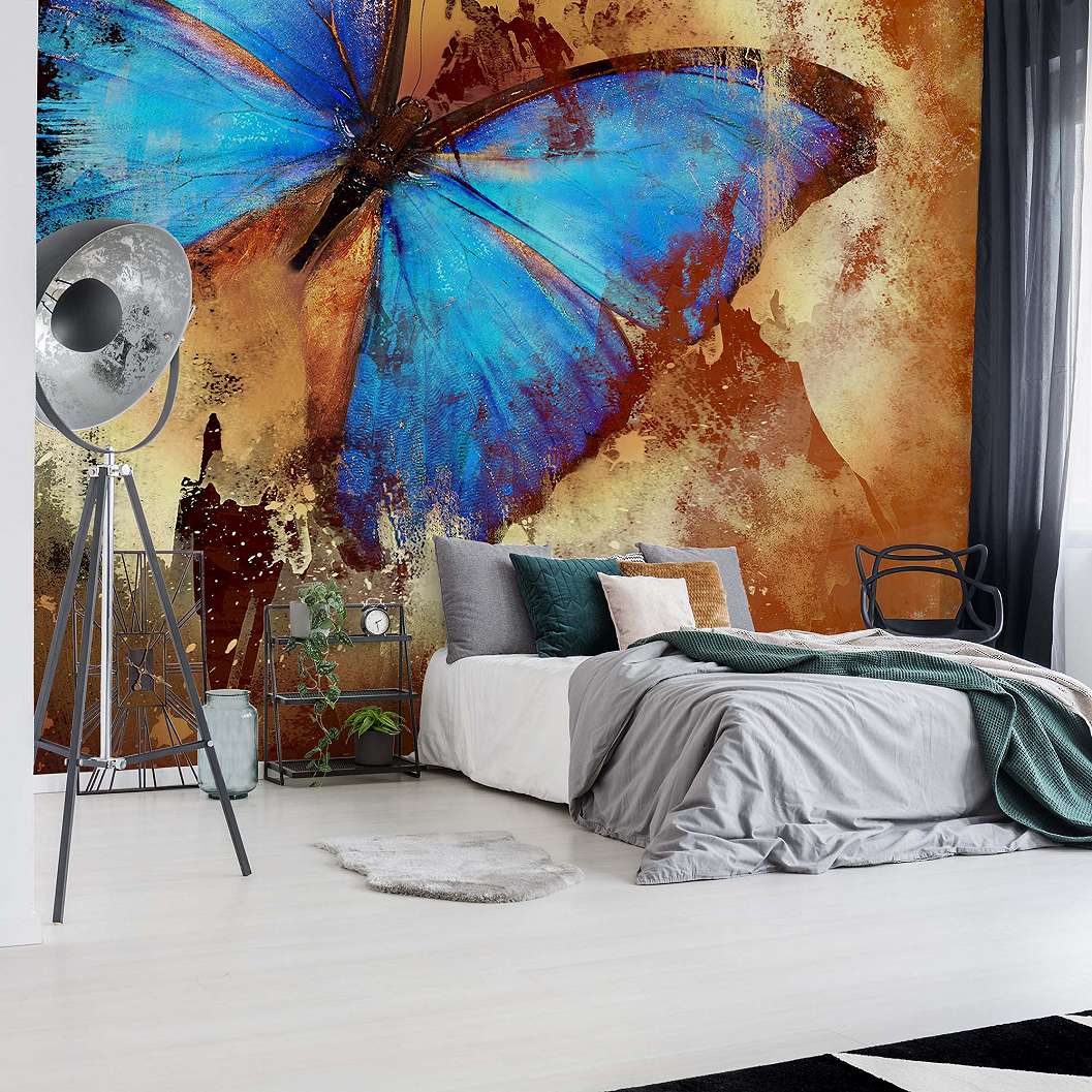 Művészi, absztrakt fali poszter pillangóval 368x254 vlies