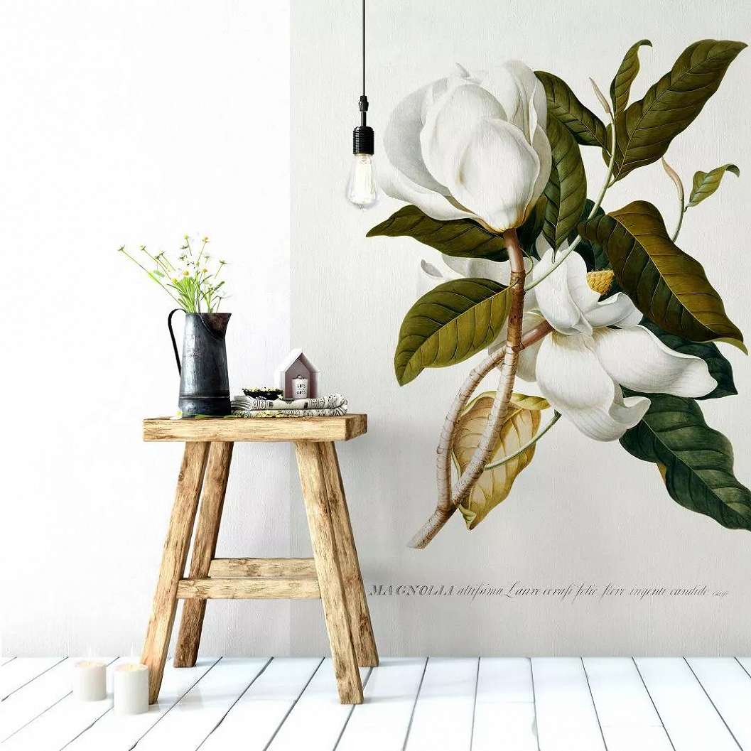 Művészi magnolia virágmintás vlies fali poszter