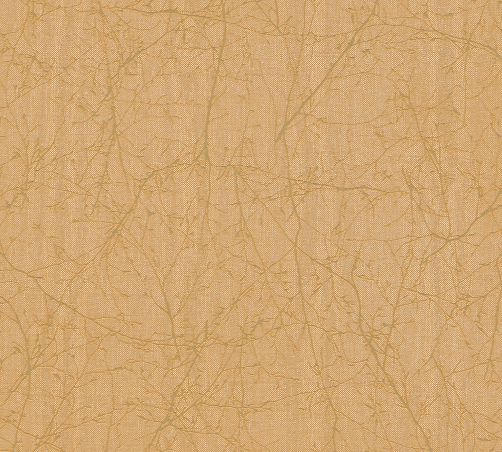 Narancssárga és arany faág mintás design tapéta