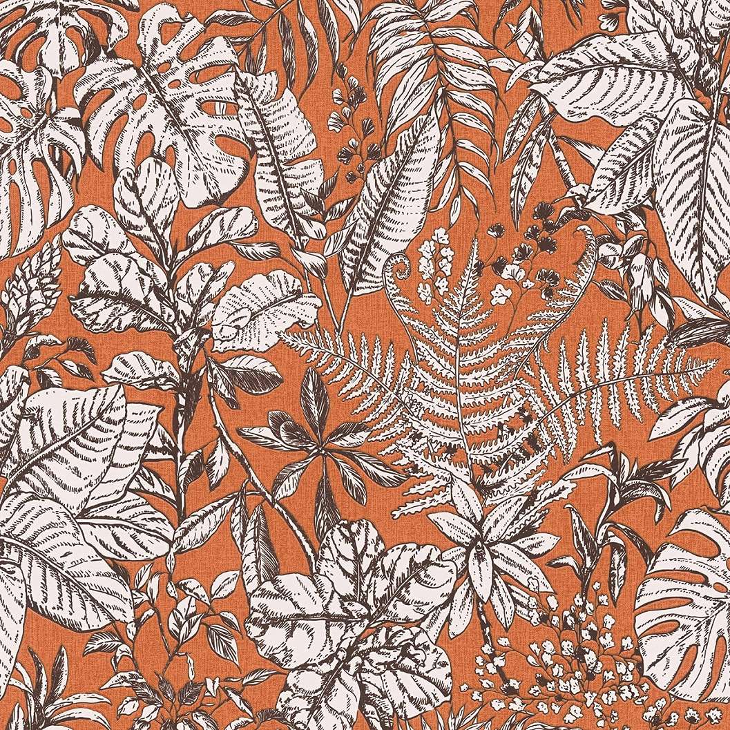 Narancssárga tapéta modern botanikus levél mintával
