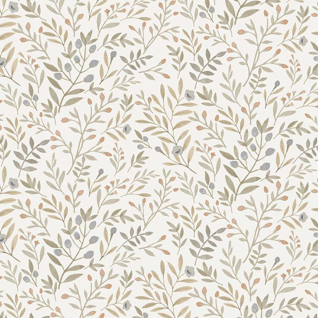 Natúr levél mintás vinyl tapéta skandináv stílusban