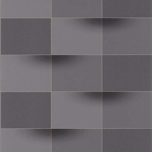 Négyszög geometria mintás 3d hatású grafit fekete színű design tapéta