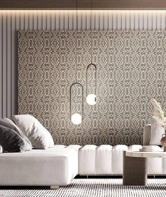 Népies geometrikus mintás olasz dekor tapéta textil strukturával