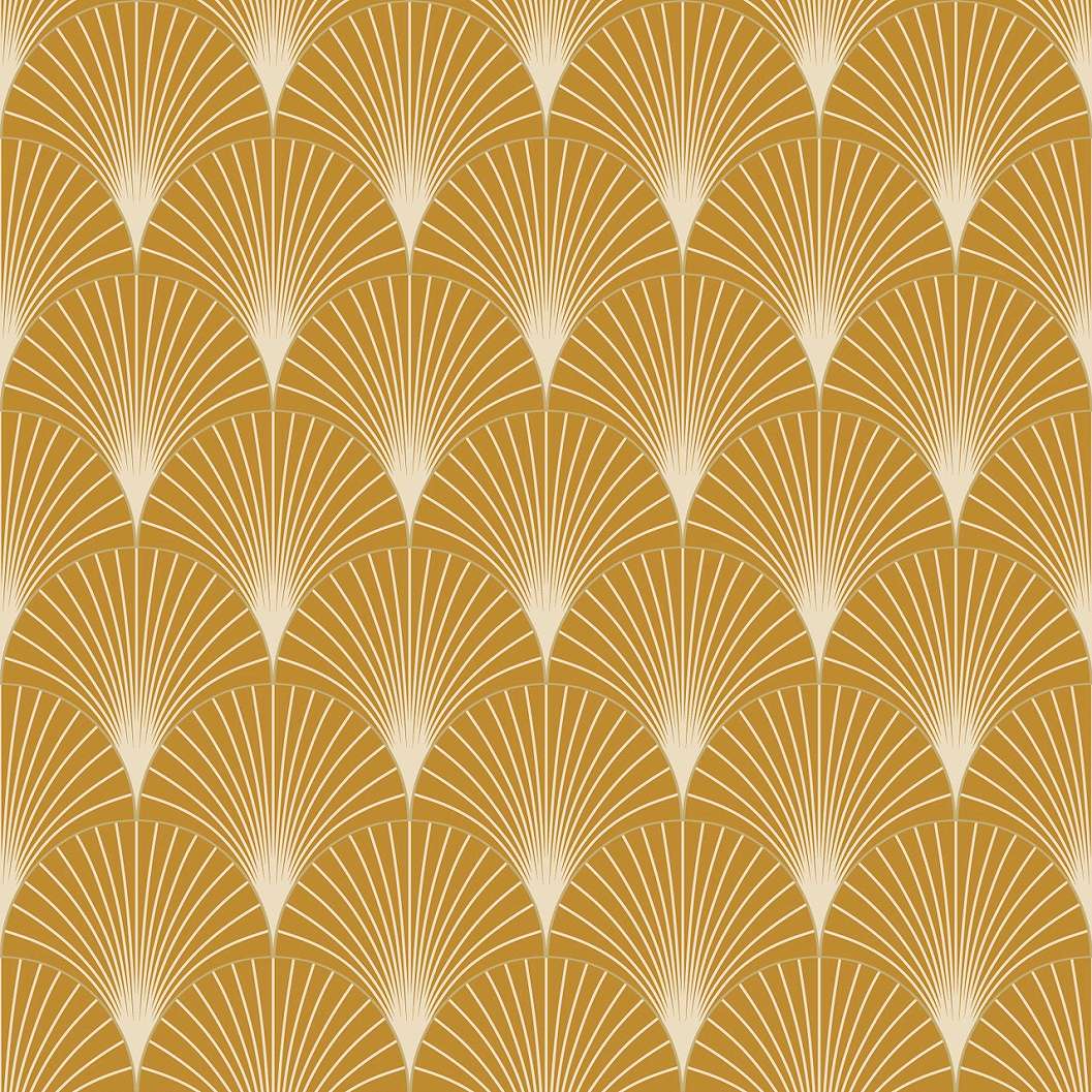 Okker sárga dekor tapéta art deco geometrikus mintval