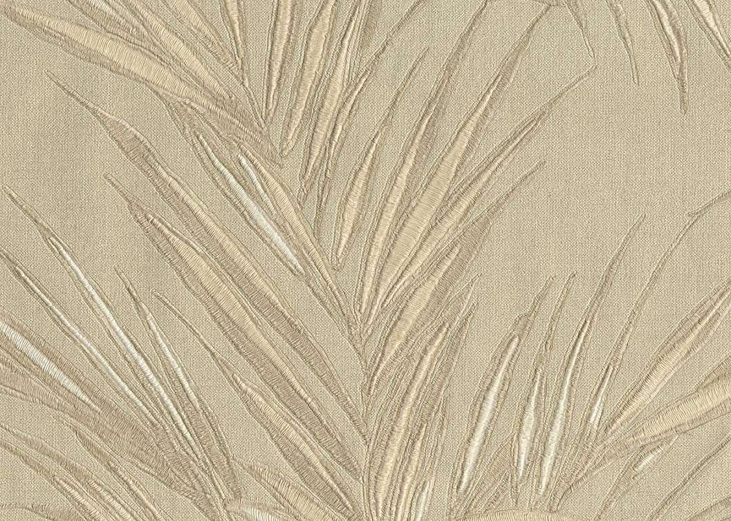 Olasz bambusz levél mintás beige színű design tapéta
