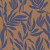 Olasz design tapéta barna alapon kék leveles mintával