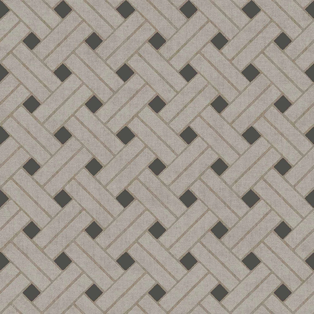 Olasz design tapéta fonott hatásu mintával melegszürke és fekete színben