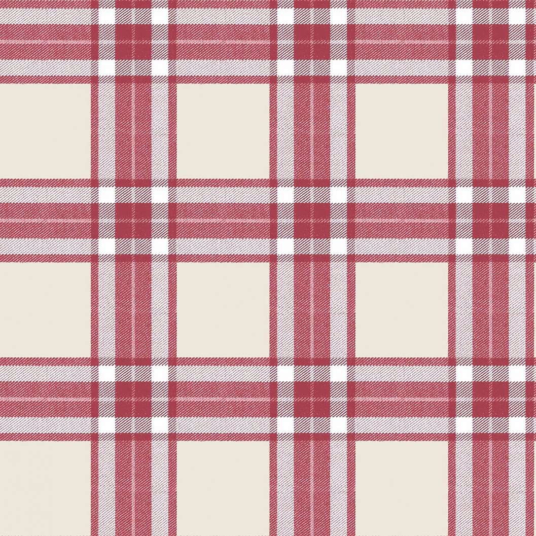 Olasz design tapéta piros textilhatású skótkockás mintával