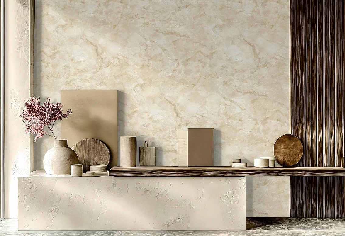 Olasz luxus márvány mintás tapéta natúr beige színben 106cm széles