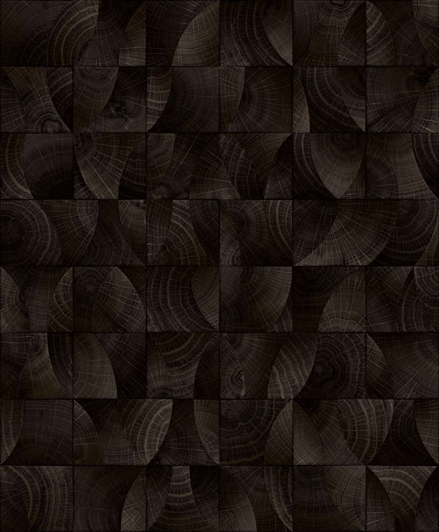 Olasz mosható designe tapéta geometrikus rönk mintával fekete színben