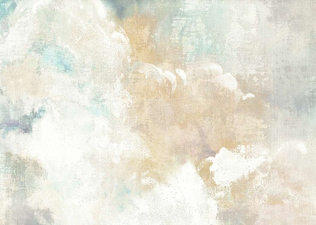 Olasz vinyl design tapéta felhő mintával kék és barack színben struktúrált felüleltű