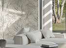 Olasz vinyl design tapéta pálmalevél mintával beige és szürke színben