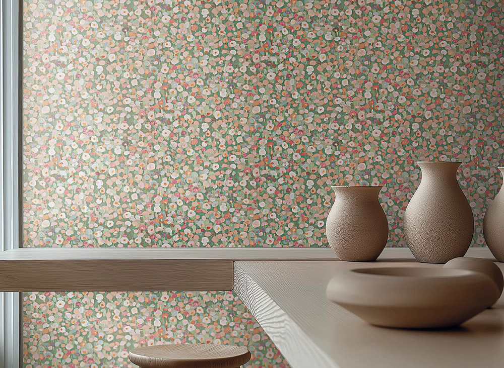 Olasz vinyl design tapéta virág mintával narancssárga színben