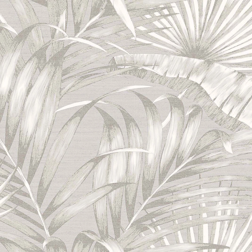 Olasz vinyl tapéta pálmamlevél mintával világosszürke színben 106cm dupla széles