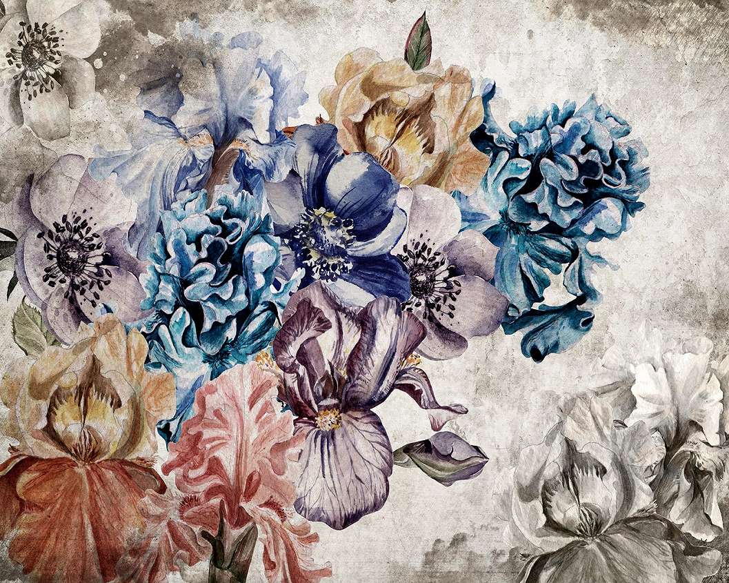 Óriás akvarell stílusú festett virág mintás poszter tapéta 368x254 vlies