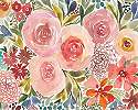 Óriás akvarell stílusú festett virágok mintás design poszter tapéta 368x254 vlies
