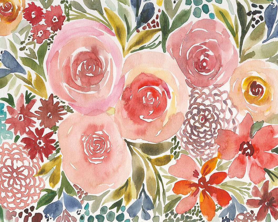 Óriás akvarell stílusú festett virágok mintás design poszter tapéta 368x254 vlies