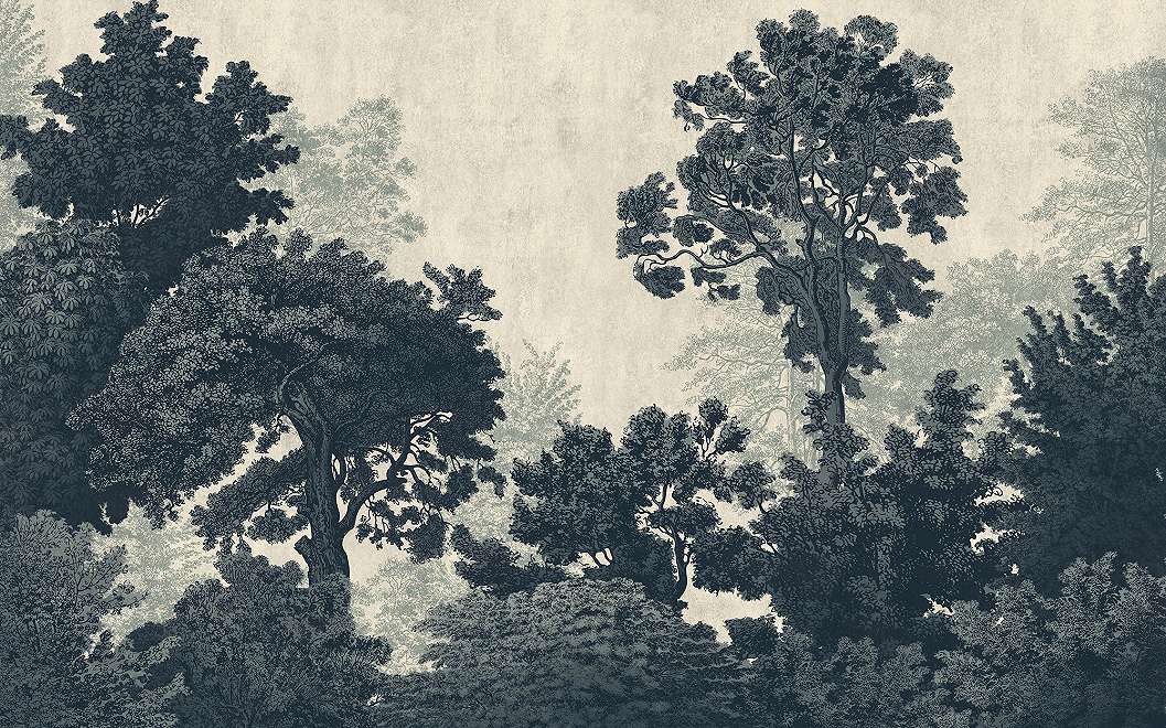 Óriás erdei tájkép mintás fotótapéta rajzolt stílusban