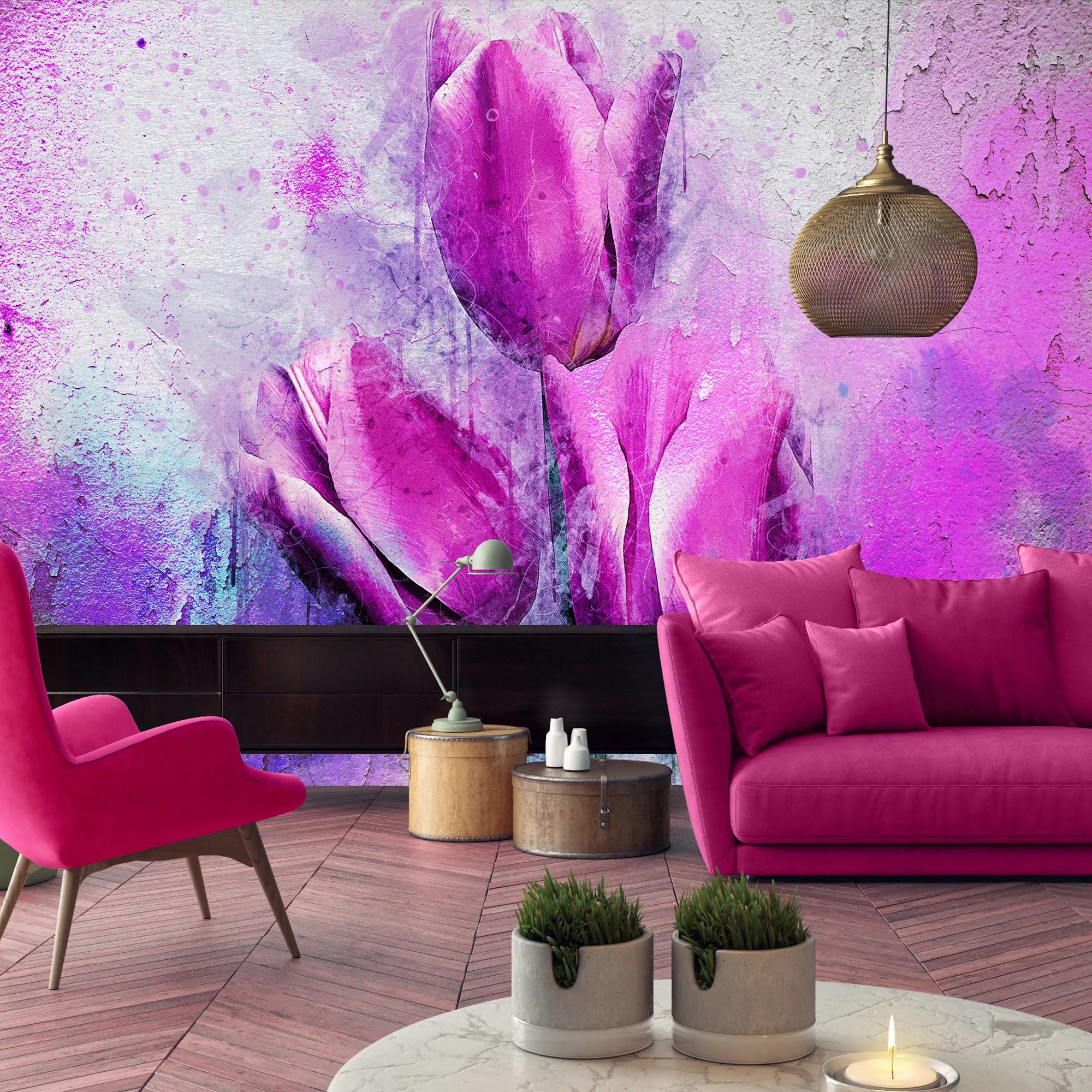 Óriás fali poszter rózsaszín tulipán mintával 368x254 vlies