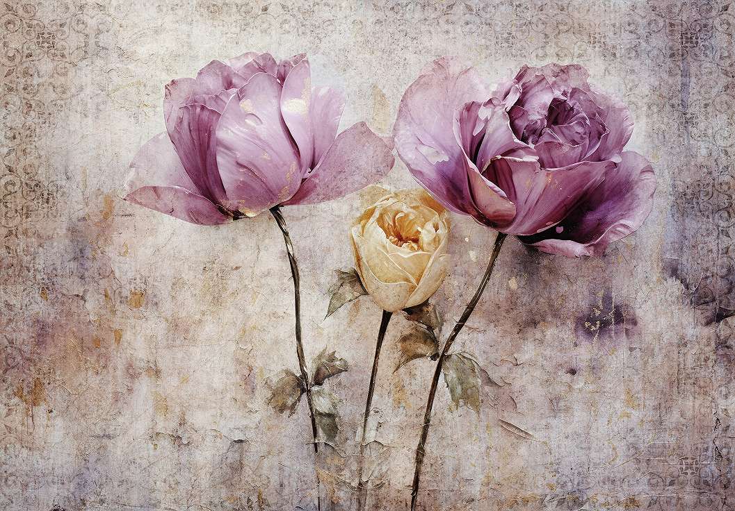 Óriás lila rózsa mintás fali poszter 368x254 vlies