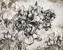 Óriás szürkés akvarell stílusú festett virág mintás poszter tapéta 368x254 vlies