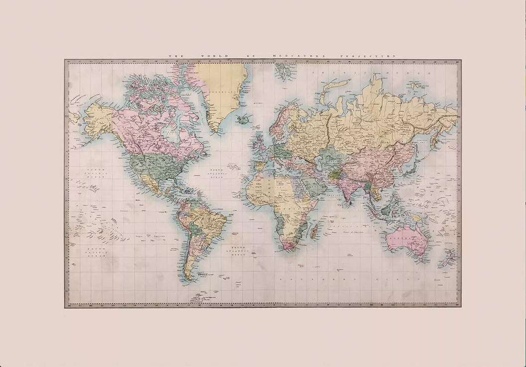 Óriás vlies fali poszter világtérkép mintával vintage stílusban