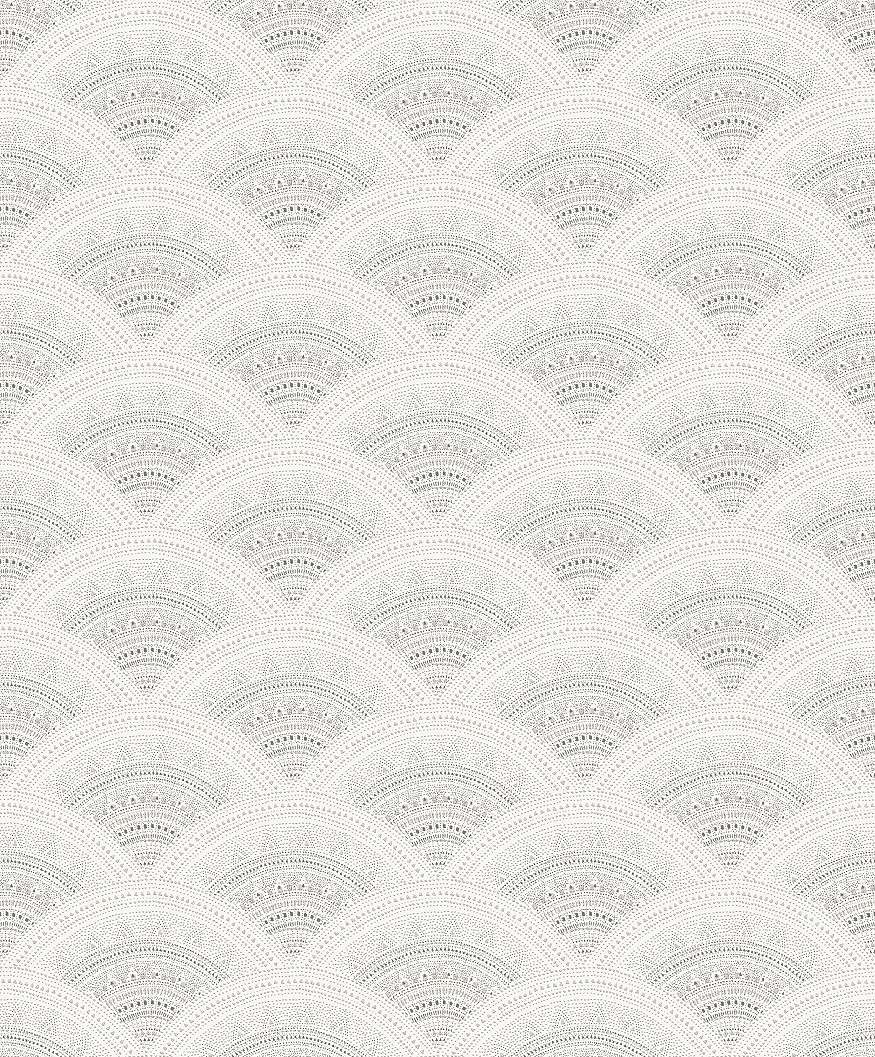 Orientális design tapéta szürke fehér geometrikus mintával