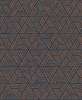 Orientális stílusú geometri mintás sötétkék, réz színű tapéta