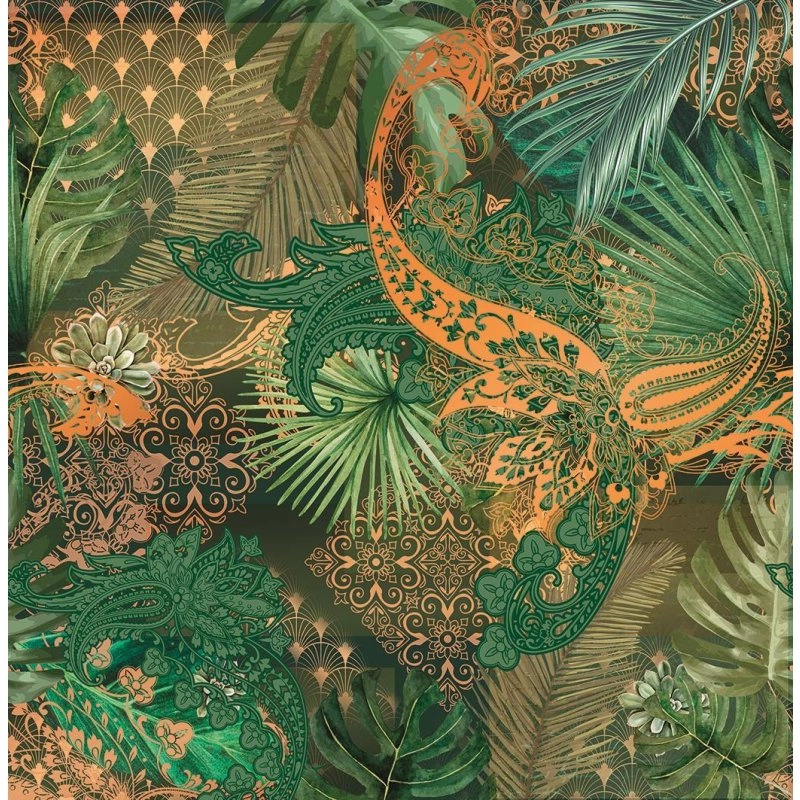 Orientális stílusú zöld mandala mintás mosható poszter tapéta