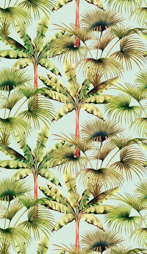 Pálmafa mintás vlies türkiz poszter tapéta mosható vinyl